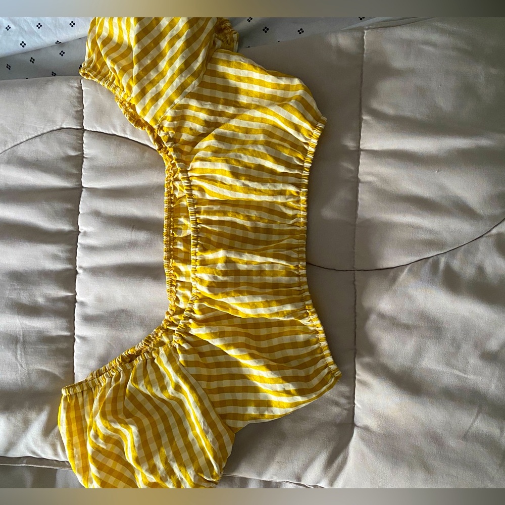 Yellow off the shoulder crop top